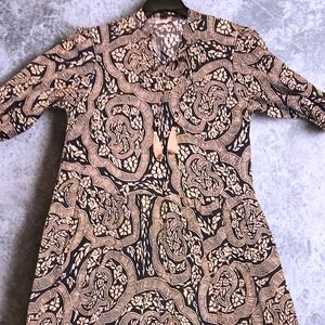 Lady Secret Spring Bohemian Maxi Dress in Beige and Navy Blue